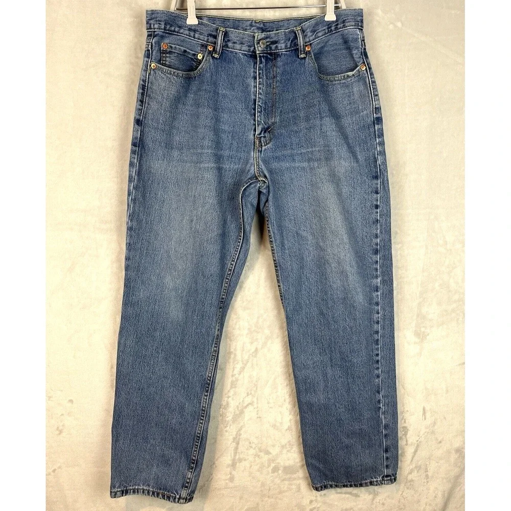 LEVIS 550 Jean Men 36x32 Stonewash Denim Relaxed Straight Cotton Cowboy Whisker